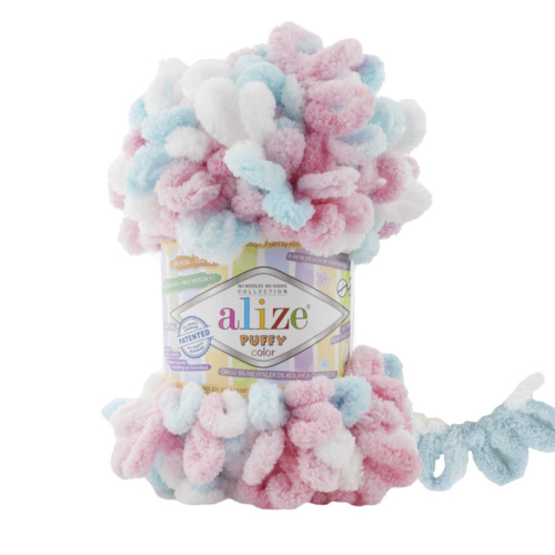 Puffy Color 6377  Мята-розовый-белый