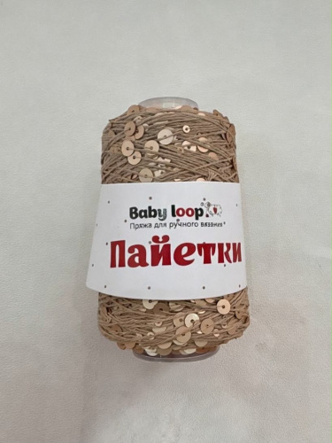 Пайетки Baby Loop 3813 бежевый+бежевый мат.
