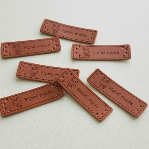 Бирка Hand Made зайка прямоугольник 50мм*15мм