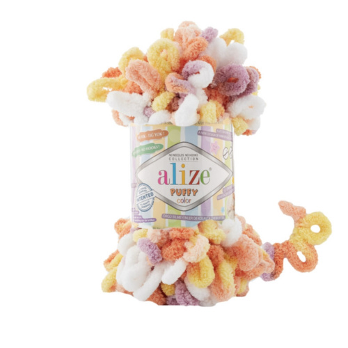 Puffy Color 6429  Оранжевый-фиолетовый-белый