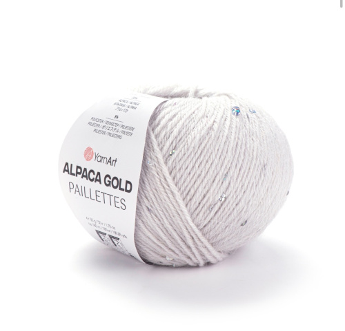 Alpaca Gold Paillettes 9303 белый снег