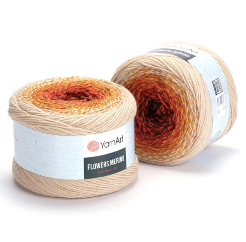 Flowers Merino 542 бежевый/оранжевый/коричневый