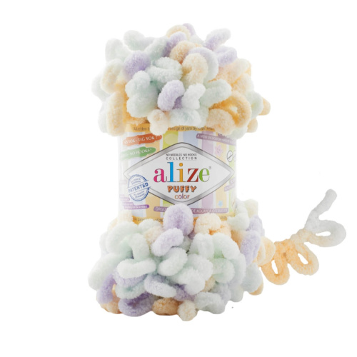 Puffy Color 6462 Белый / светлая мята / светло- сиреневый / абрикос