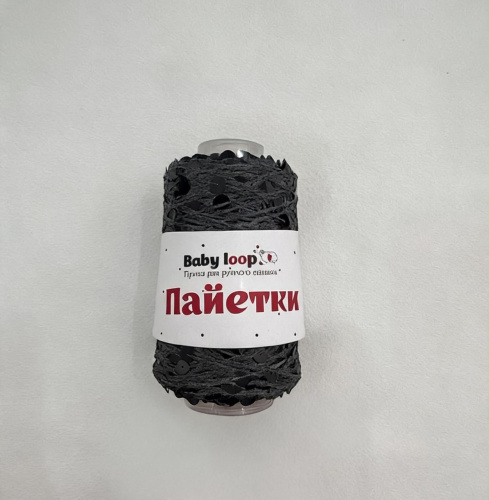 Пайетки Baby Loop 3665 Темно-серый черный+глянцевый
