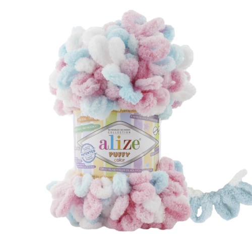 Puffy Color 6377  Мята-розовый-белый