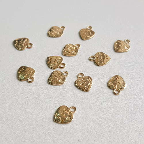 Бирка Hand Made сердце золото 10мм*12мм