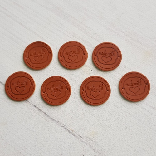 Бирка Hand Made коричневый круг d 25мм