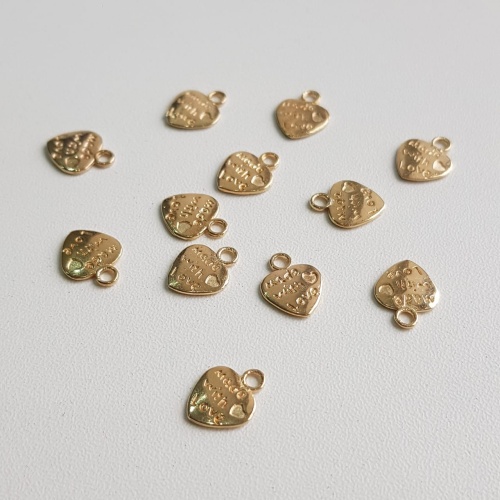 Бирка Hand Made сердце золото 10мм*12мм