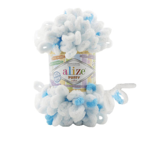 Puffy Color 6472 Бело-голубой-бирюзовый