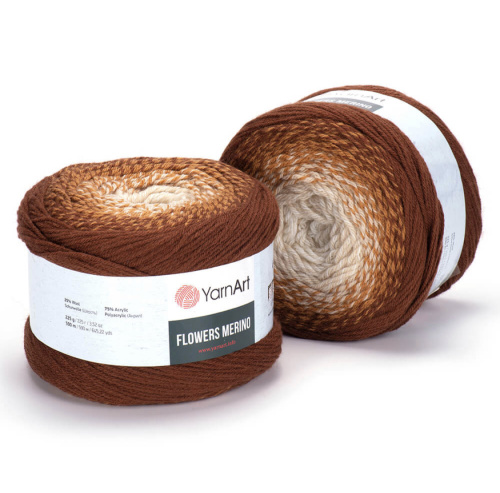 Flowers Merino 537 белый/коричневый