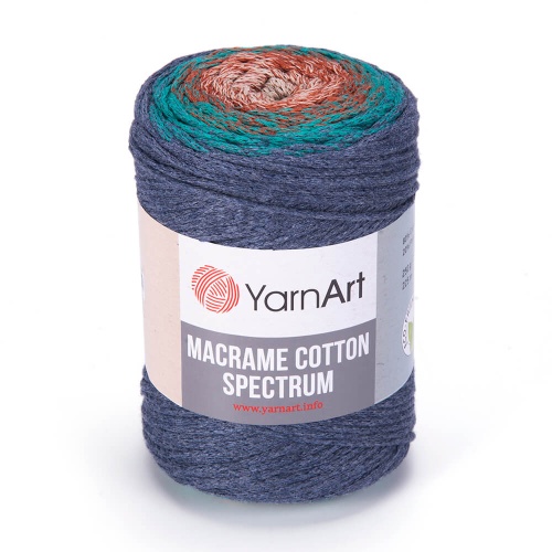 Macrame Cotton Spectrum 1327 Джинсовый-изумрудный-терракотовый