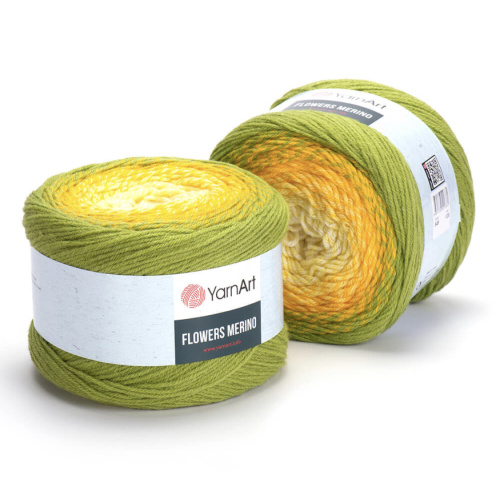 Flowers Merino 549 белый/желтый/зеленый
