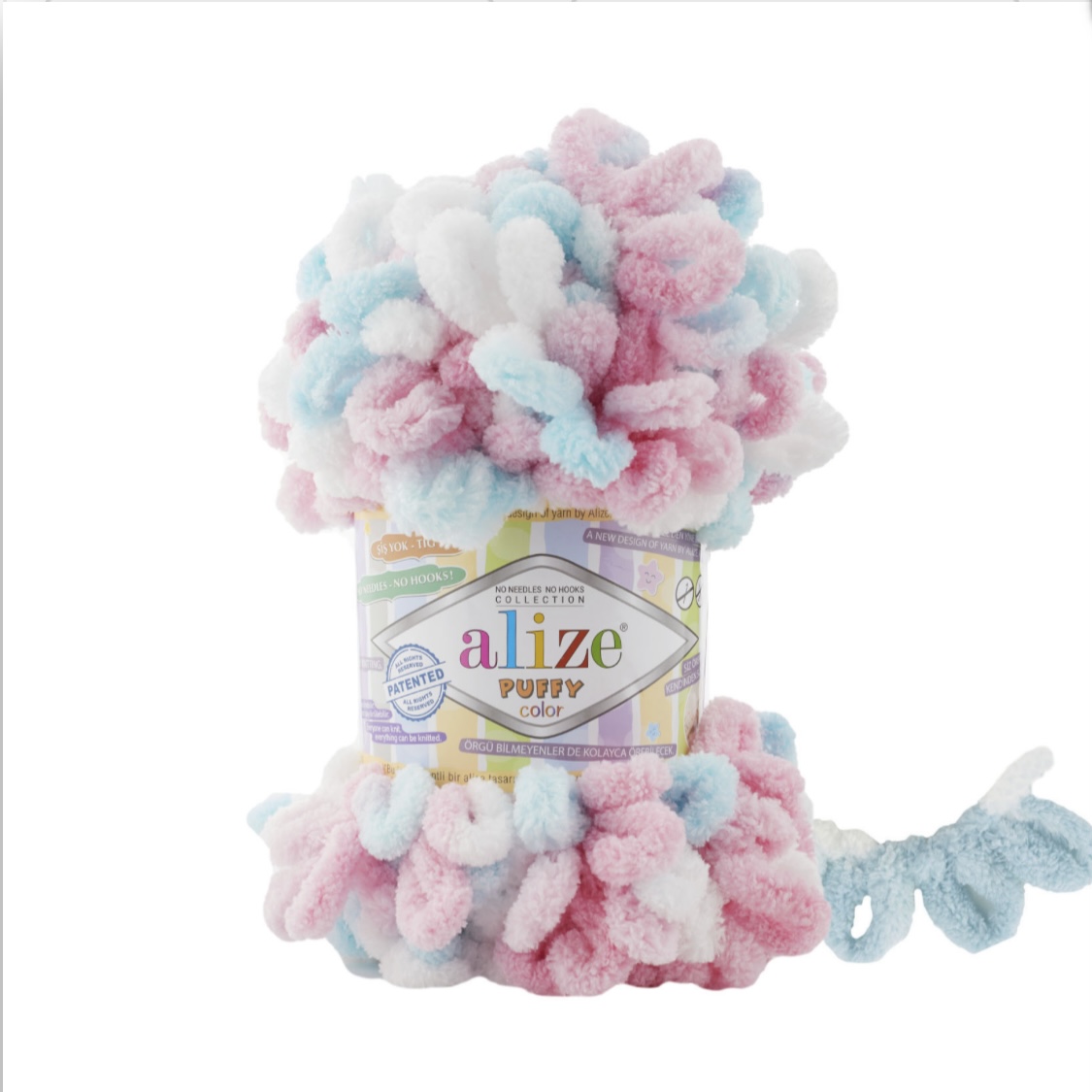 Puffy Color 6377  Мята-розовый-белый