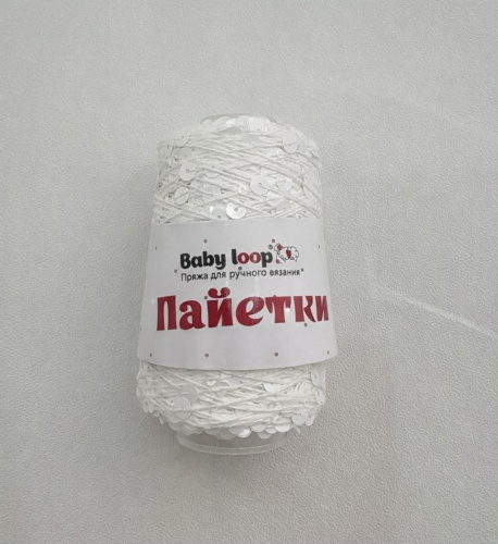 Пайетки Baby Loop 3603 белый+белый глянцевый