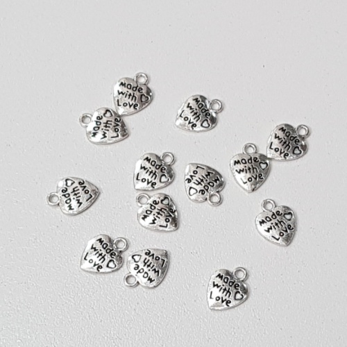 Бирка Hand Made сердце серебро 10мм*12мм